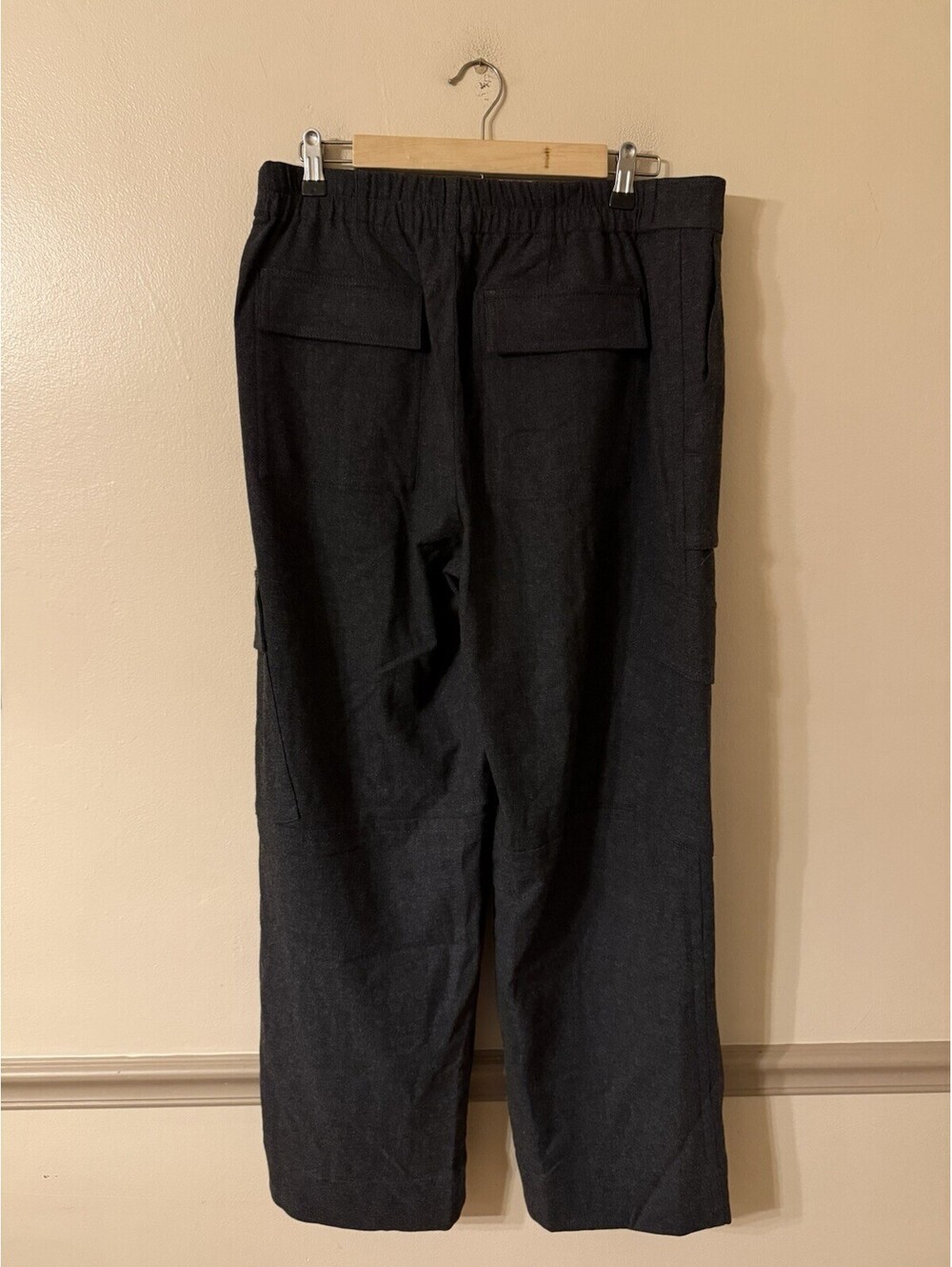 VINCE Raver Italian Flannel Wide Leg Baggy Cargo Pant Size 12 Charcoal $495 NWT - Picture 8 of 12